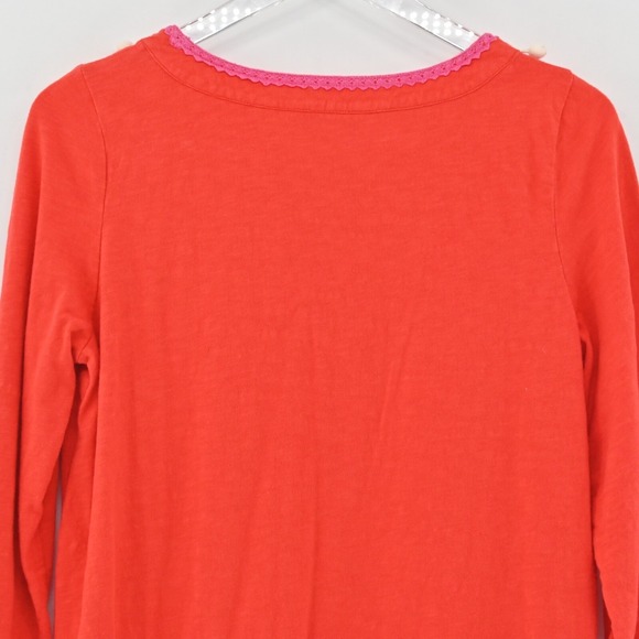 Boden Kasia Jersey Tunic Dress Womens 6 Red Pom Pom Trim Tassel Tie Relaxed Boho - Picture 12 of 13